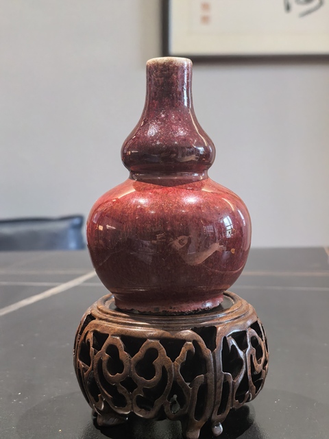 古玩陶瓷乾隆窯變鈞紅釉葫蘆瓶拍賣，當前價格18888元