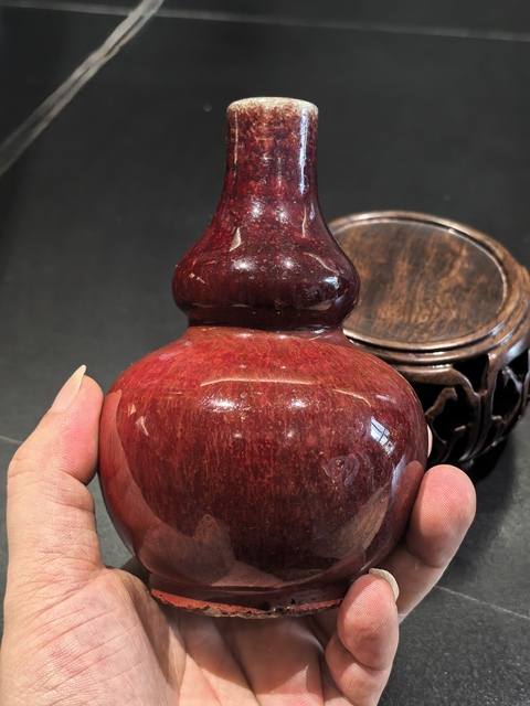 古玩陶瓷乾隆窯變鈞紅釉葫蘆瓶拍賣，當前價格18888元