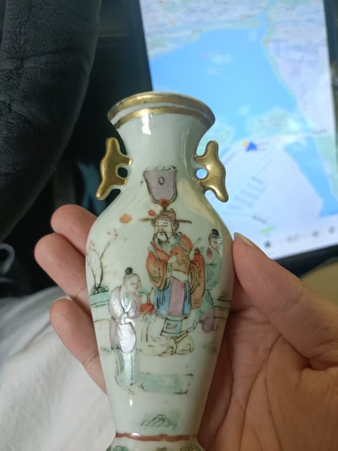 古玩陶瓷晚清粉彩人物故事紋壁瓶拍賣,當前價格3888元