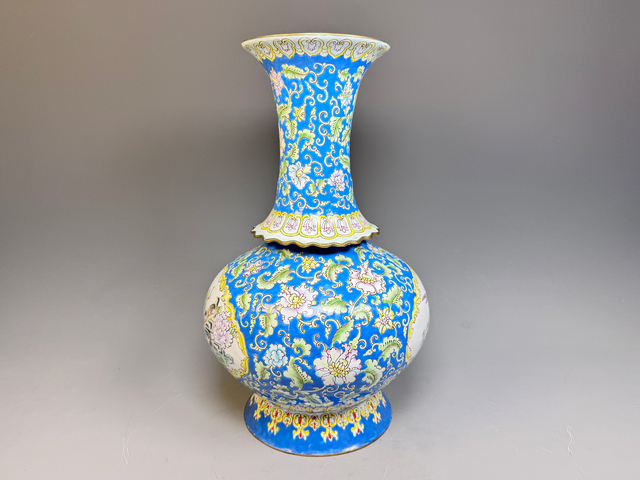 中国美術 銅胎琺瑯 銅製花瓶 壺 唐物古玩 年代品 中国美術 銅胎琺瑯 銅製花瓶 壺 唐物 古玩 年代不明（拍賣| 中國