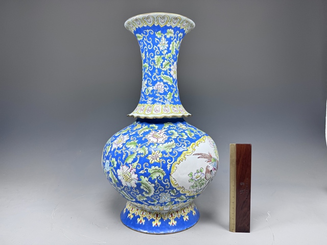 中国美術 銅胎琺瑯 銅製花瓶 壺 唐物古玩 年代品 中国美術 銅胎琺瑯 銅製花瓶 壺 唐物古玩 年代品