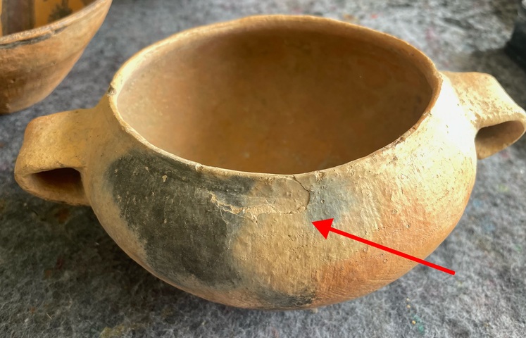 古玩陶瓷馬家窯彩陶辛店類型雙耳缽真品鑒賞圖