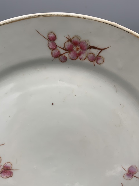 古玩陶瓷民國粉彩沒花花卉紋賞盤拍賣,當前價格792元