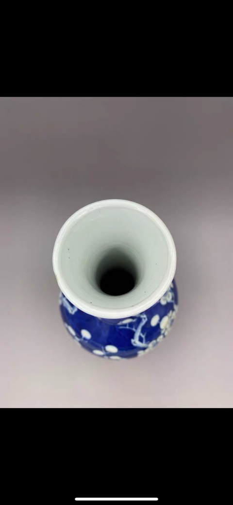 古玩陶瓷晚清 細(xì)路頂級(jí)發(fā)色青花冰梅圖賞瓶拍賣,當(dāng)前價(jià)格2570元