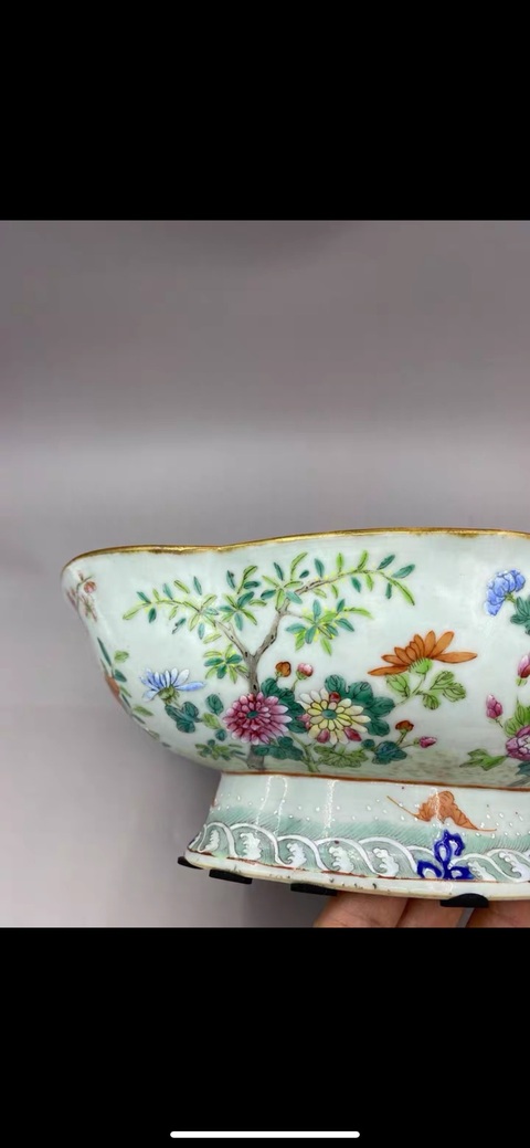 古玩陶瓷清嘉道 細路粉彩十二花神金玉滿堂高足貢碗拍賣,當前價格6777元