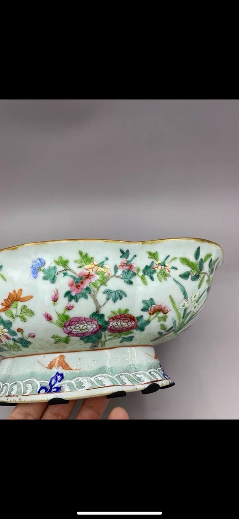古玩陶瓷清嘉道 細路粉彩十二花神金玉滿堂高足貢碗拍賣,當前價格6777元