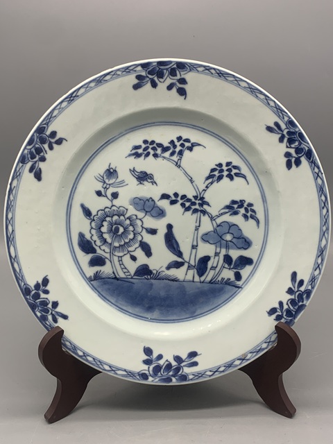 古玩陶瓷清康熙青花牡丹竹盤拍賣,當前價格1188元
