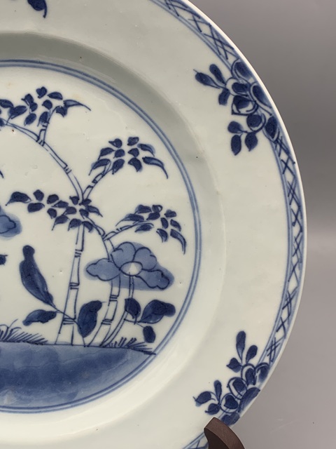 古玩陶瓷清康熙青花牡丹竹盤拍賣,當前價格1188元