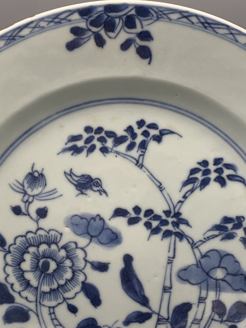 古玩陶瓷清康熙青花牡丹竹盤拍賣,當前價格1188元