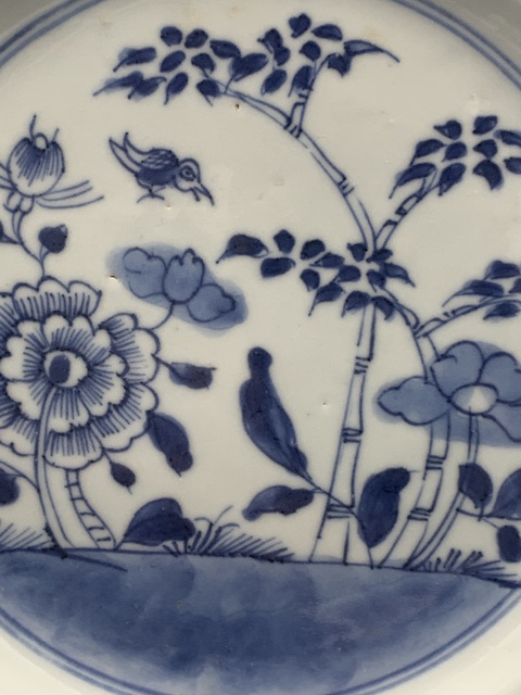 古玩陶瓷清康熙青花牡丹竹盤拍賣,當前價格1188元