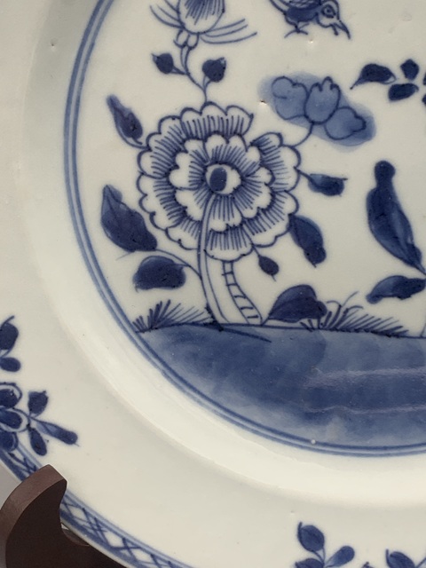 古玩陶瓷清康熙青花牡丹竹盤拍賣,當前價格1188元