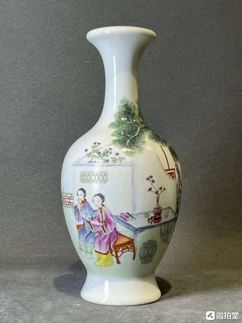 古玩陶瓷仕女粉彩瓶真品鑒賞圖