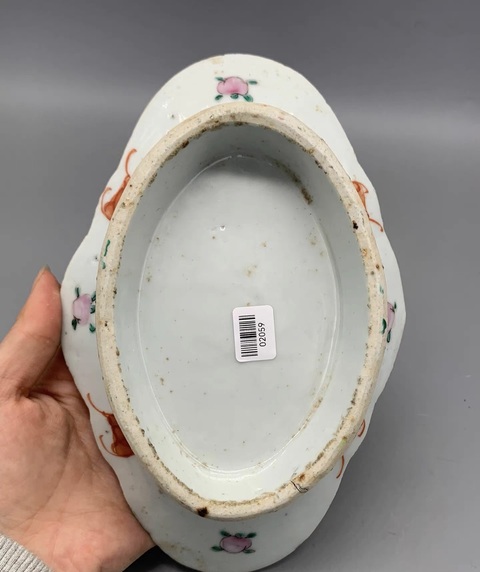 古玩陶瓷晚清無雙譜粉彩貢盤拍賣，當前價格999元