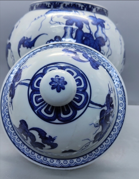 古玩陶瓷青花福祿萬代圖將軍罐拍賣，當前價格1698元