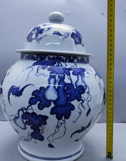 古玩陶瓷青花福祿萬代圖將軍罐拍賣，當前價格1698元