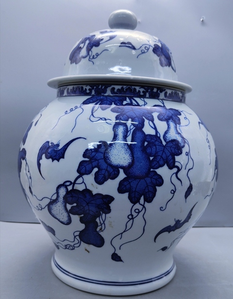 古玩陶瓷青花福祿萬代圖將軍罐拍賣，當前價格1698元
