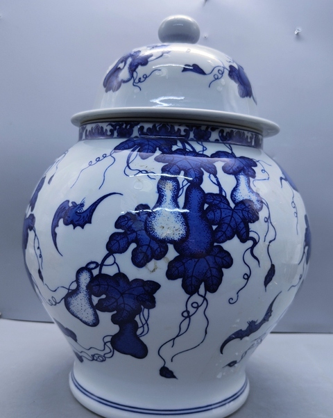 古玩陶瓷青花福祿萬代圖將軍罐拍賣，當前價格1698元