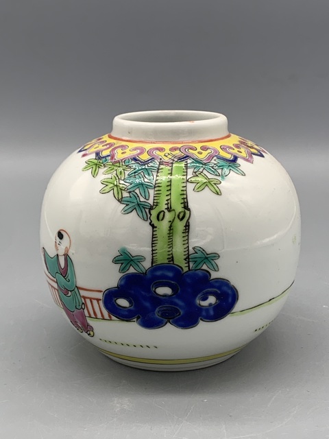 古玩陶瓷民國(guó)粉彩三娘教子圖罐拍賣(mài),當(dāng)前價(jià)格594元