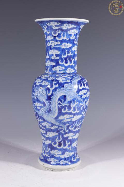 古玩陶瓷清代青花龍紋鳳尾尊拍賣，當前價格13600元