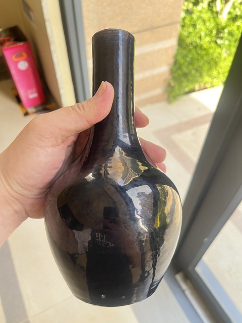 古玩陶瓷黑釉天球瓶真品鑒賞圖