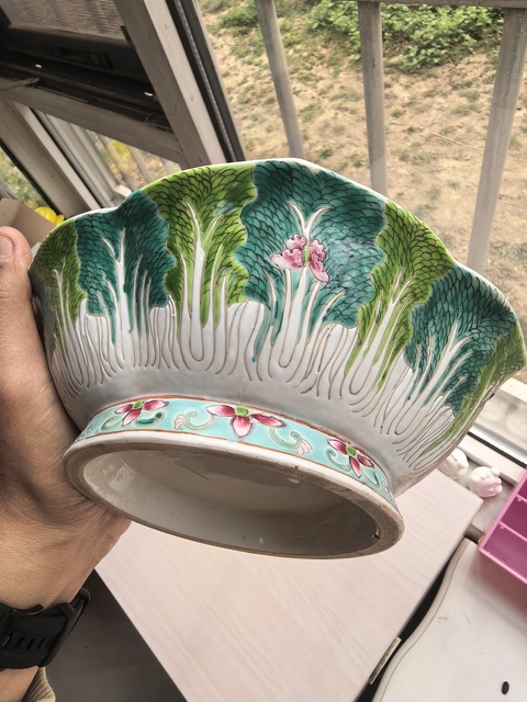 古玩陶瓷百財圖粉彩碗真品鑒賞圖