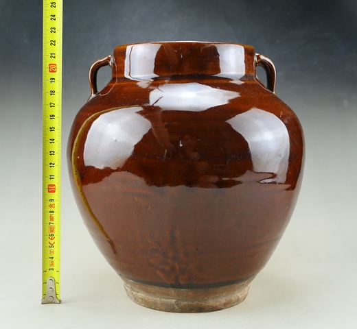 古玩陶瓷精品:明晚期紅耀州窯雙系罐(極品發色)拍賣,當前價格2500元