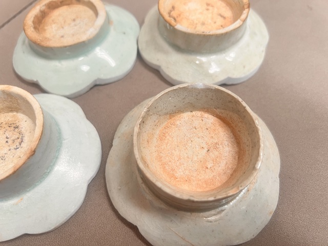 古玩陶瓷南宋 龍泉青白釉杯托4個拍賣,當前價格69元