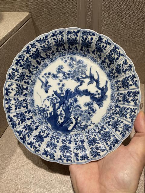 古玩陶瓷清代康熙青花花口盤拍賣，當前價格3888元