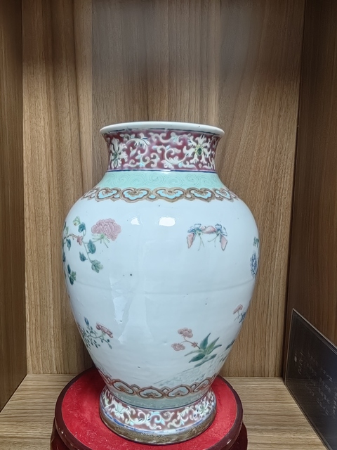古玩陶瓷清末民初·粉彩花鳥紋尊 真品鑒賞圖