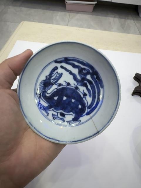 古玩陶瓷雍乾青花夔龍紋盤和結(jié)盒拍賣,當(dāng)前價格788元