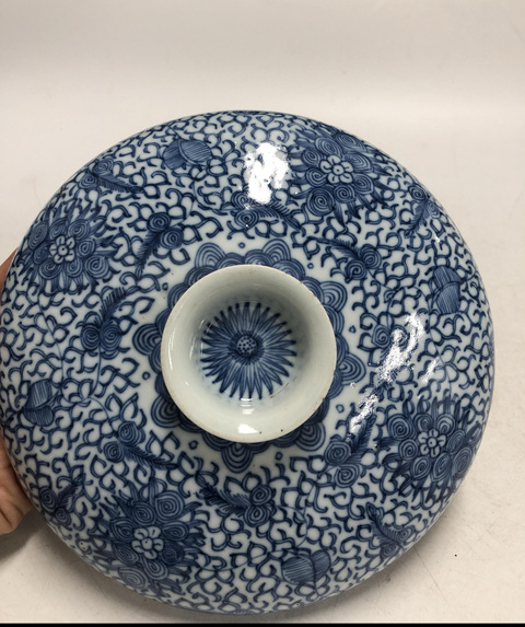 古玩陶瓷青花內五福捧壽外纏枝寶相花紋六格蓋盒拍賣，當前價格1088元