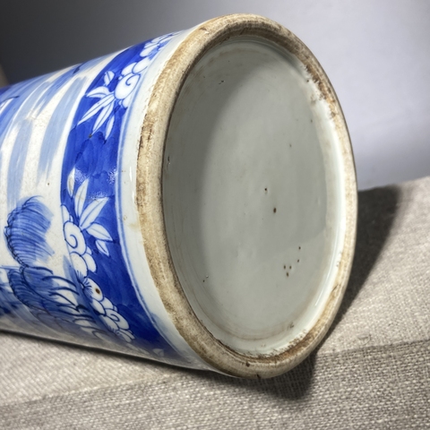 古玩陶瓷青花山水人物紋帽筒真品鑒賞圖