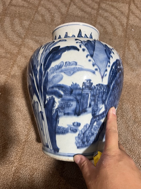 古玩陶瓷青花麒麟芭蕉將軍罐，疑似復窯真品鑒賞圖