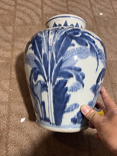 古玩陶瓷青花麒麟芭蕉將軍罐，疑似復窯真品鑒賞圖