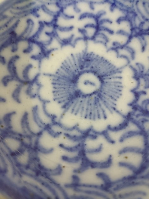 古玩陶瓷清道光花卉紋青花高足盤拍賣，當前價格800元