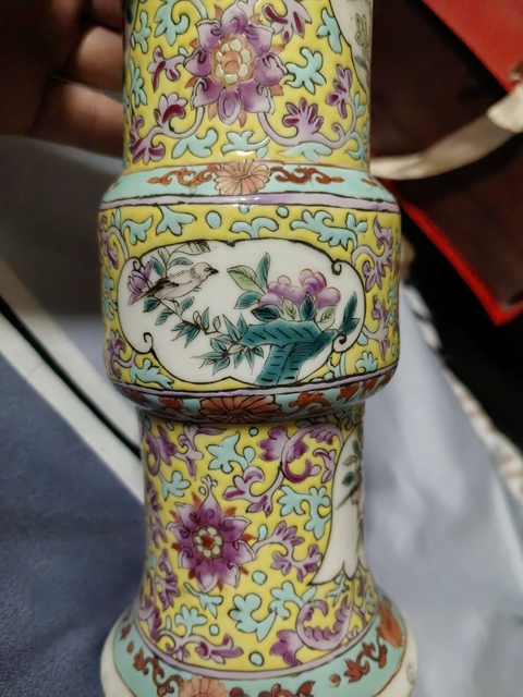 古玩陶瓷粉彩花鳥紋花觚拍賣,當(dāng)前價(jià)格2800元