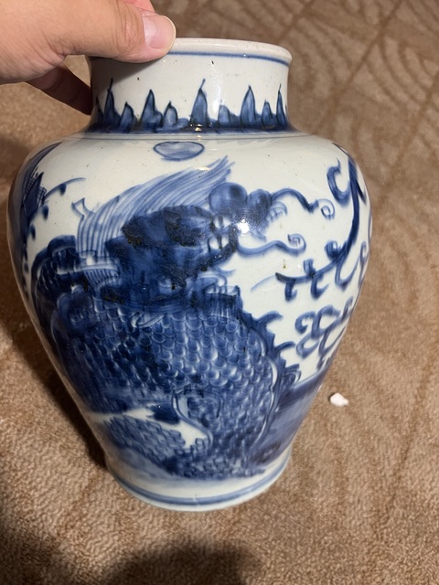 古玩陶瓷青花麒麟芭蕉將軍罐，疑似復窯真品鑒賞圖