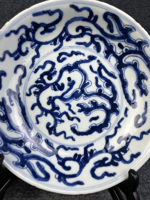 古玩陶瓷青花夔龍紋盤拍賣,當前價格1588元