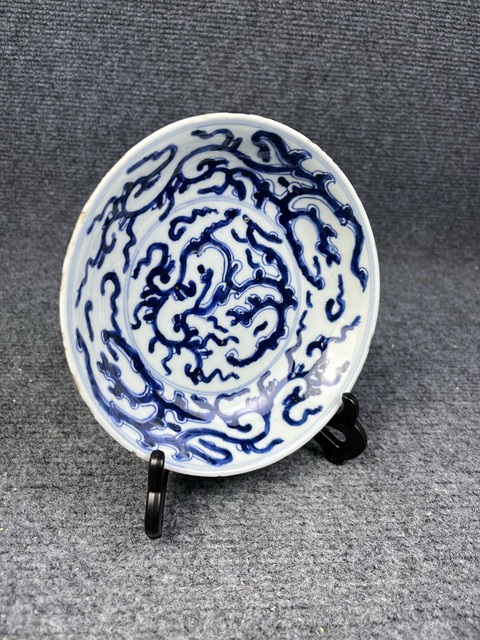 古玩陶瓷青花夔龍紋盤拍賣,當前價格1588元