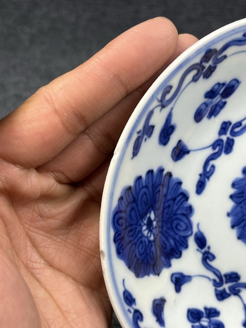 古玩陶瓷青花西番蓮花卉紋盤拍賣，當前價格799元