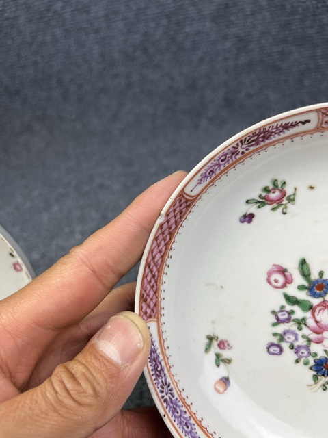 古玩陶瓷乾隆·廣彩花卉紋盤一對真品鑒賞圖