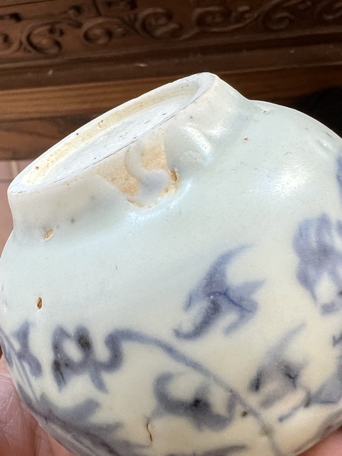 古玩陶瓷明代空白期火焰紋青花水盂拍賣，當(dāng)前價(jià)格3200元