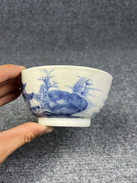 古玩陶瓷青花山水亭臺樓閣紋碗拍賣，當前價格500元