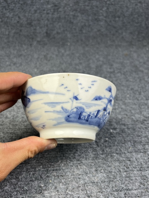 古玩陶瓷青花山水亭臺樓閣紋碗拍賣，當前價格500元