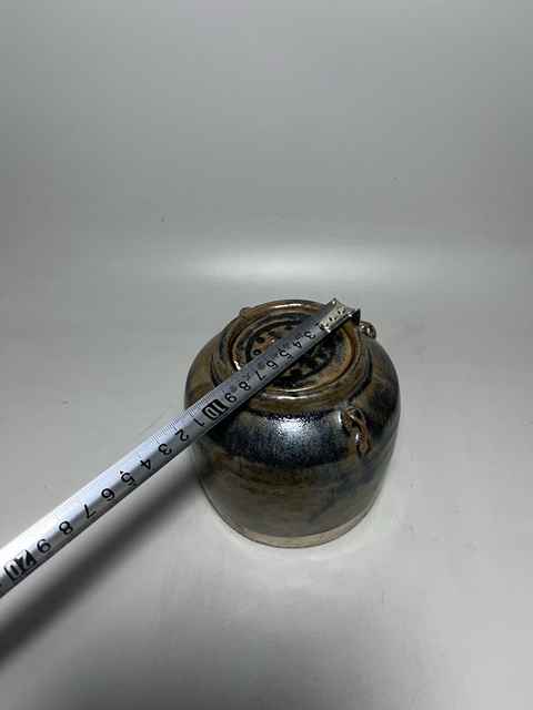 古玩陶瓷窯變黑釉四系茶葉罐拍賣，當前價格0元