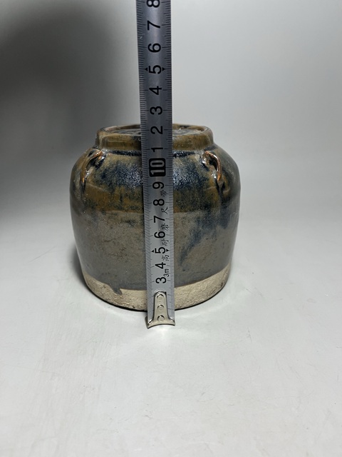古玩陶瓷窯變黑釉四系茶葉罐拍賣，當前價格0元