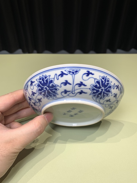 中国　青花　鳥纏枝花卉文盤　V　R6802E 中国 青花 鳥纏枝花卉文盤 V R6802E