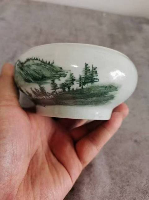 古玩陶瓷山水紋洗真品鑒賞圖