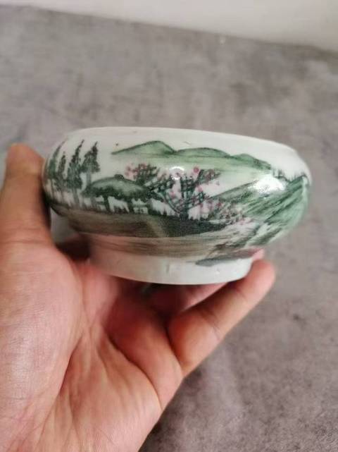 古玩陶瓷山水紋洗真品鑒賞圖