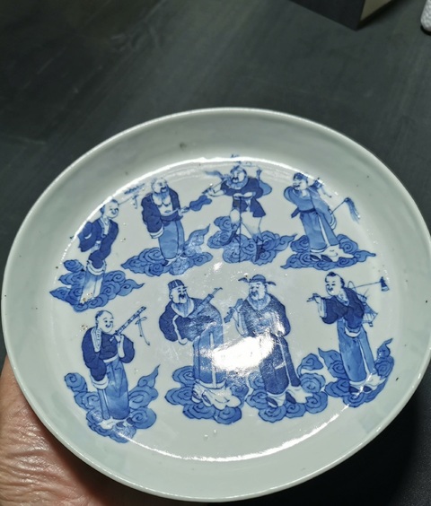 古玩陶瓷青花八仙人物盤真品鑒賞圖